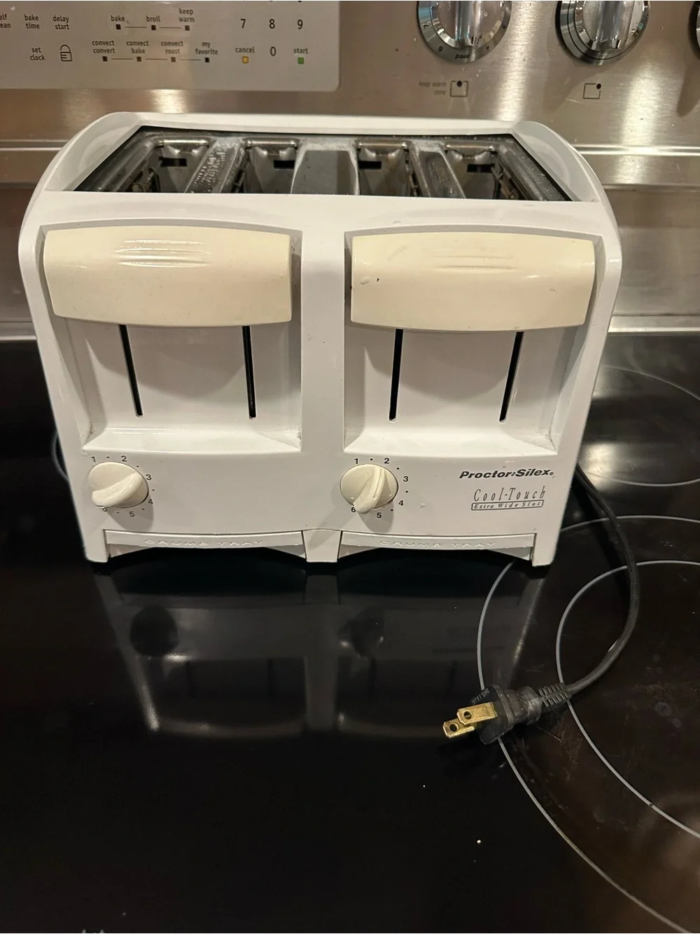 Proctor Silex 4 Slice Toaster Extra Wide Slots Bagels Cool Touch White Tested